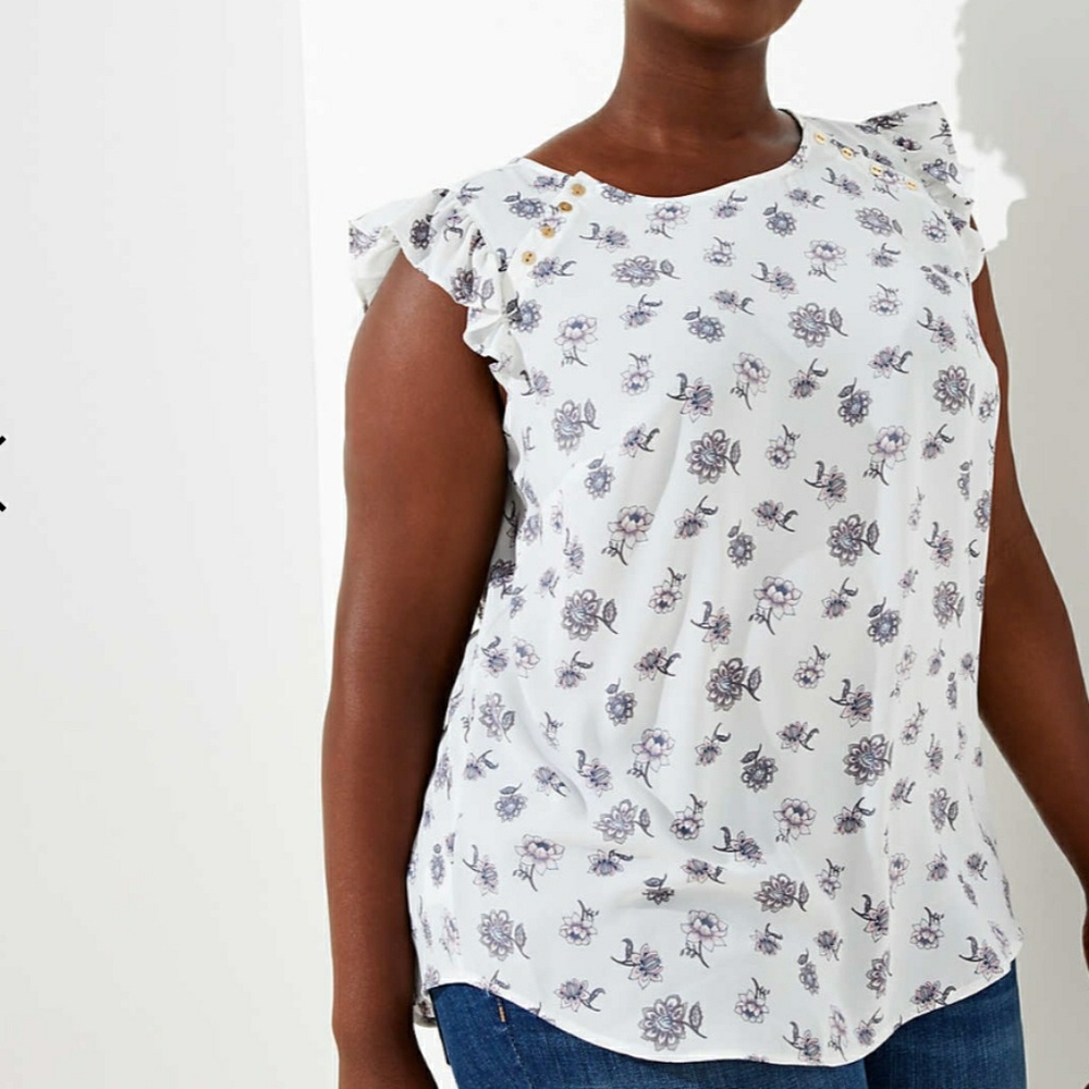 Loft Floral Shoulder Button Top